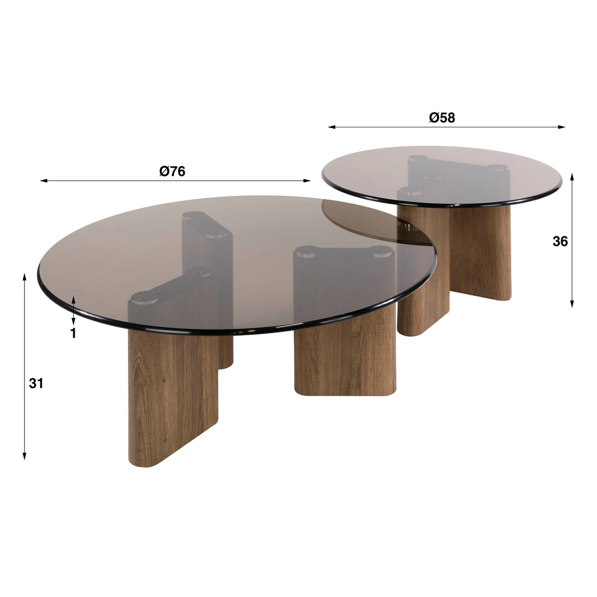 Couchtisch Tinto rund 2er-Set