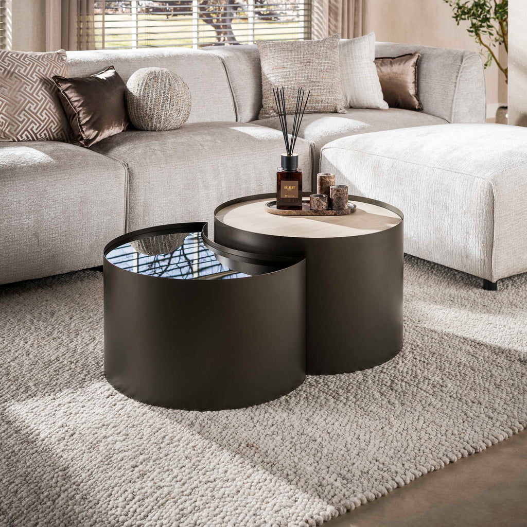 Couchtisch Metall Halbmond Set aus 2