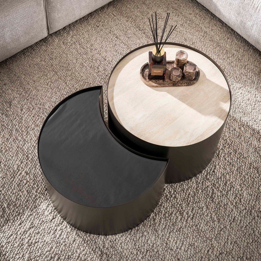 Couchtisch Metall Halbmond Set aus 2