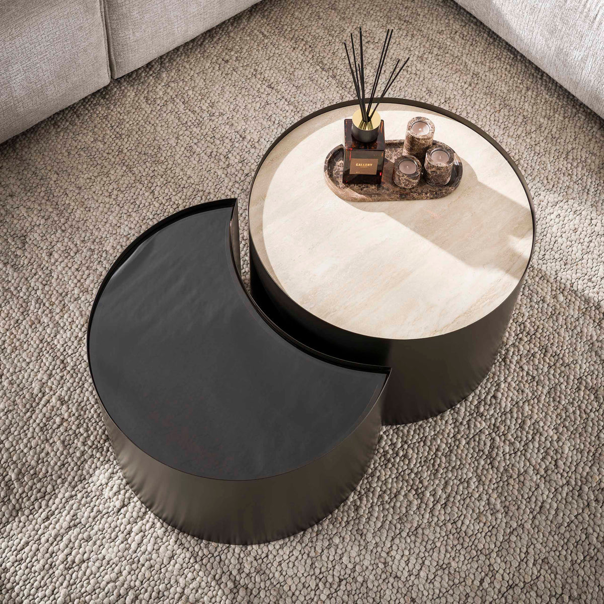 Couchtisch Metall Halbmond Set aus 2