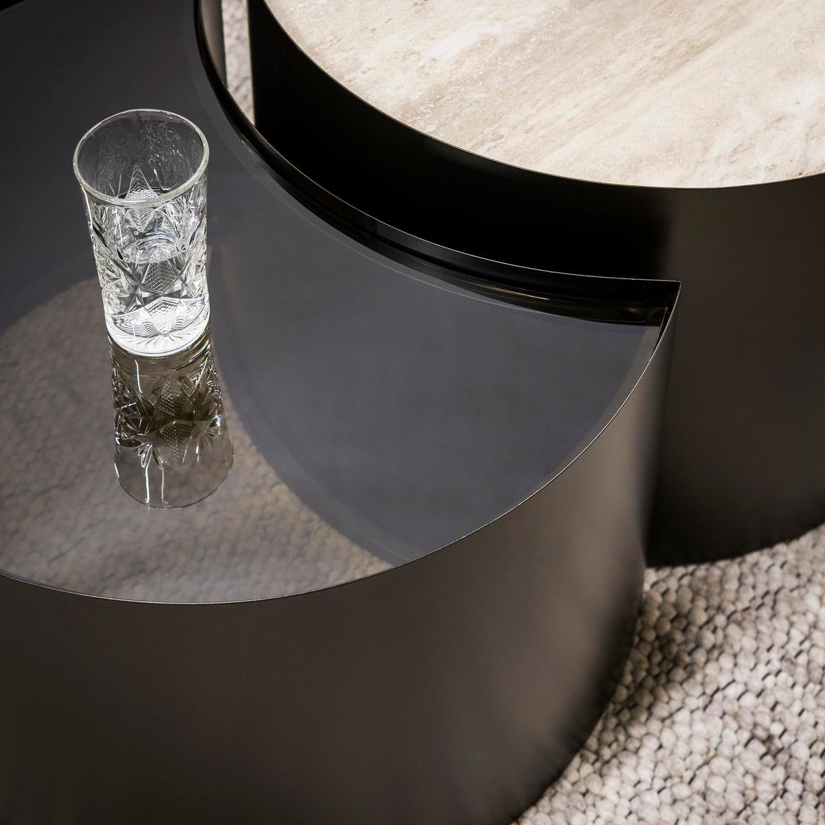 Couchtisch Metall Halbmond Set aus 2