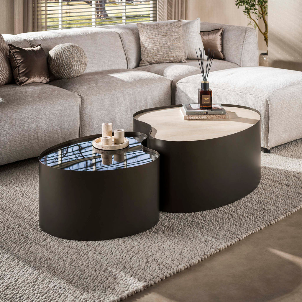 Couchtisch organisch metal Set aus 2