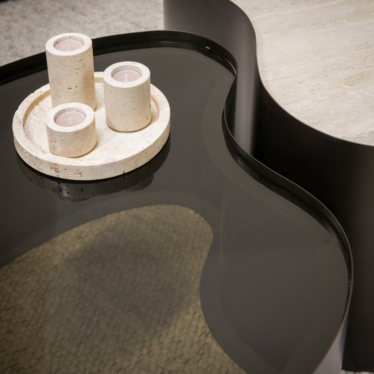 Couchtisch Set, 2-teilig, Metall, organische Form