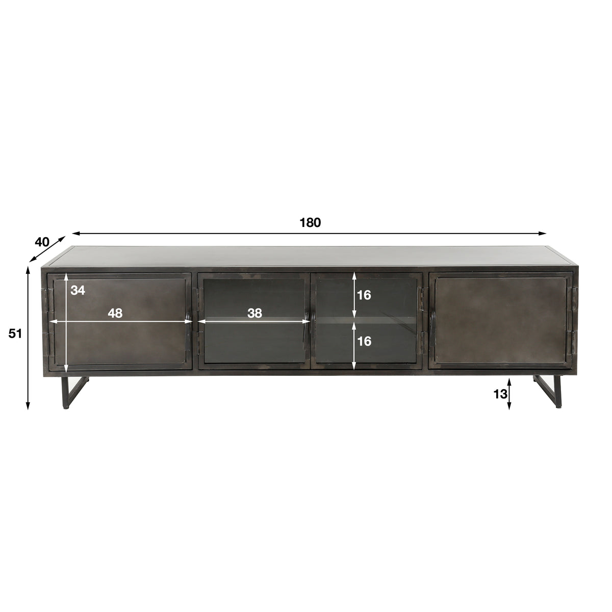 TV-Schrank Rift Metal mit 4 Türen