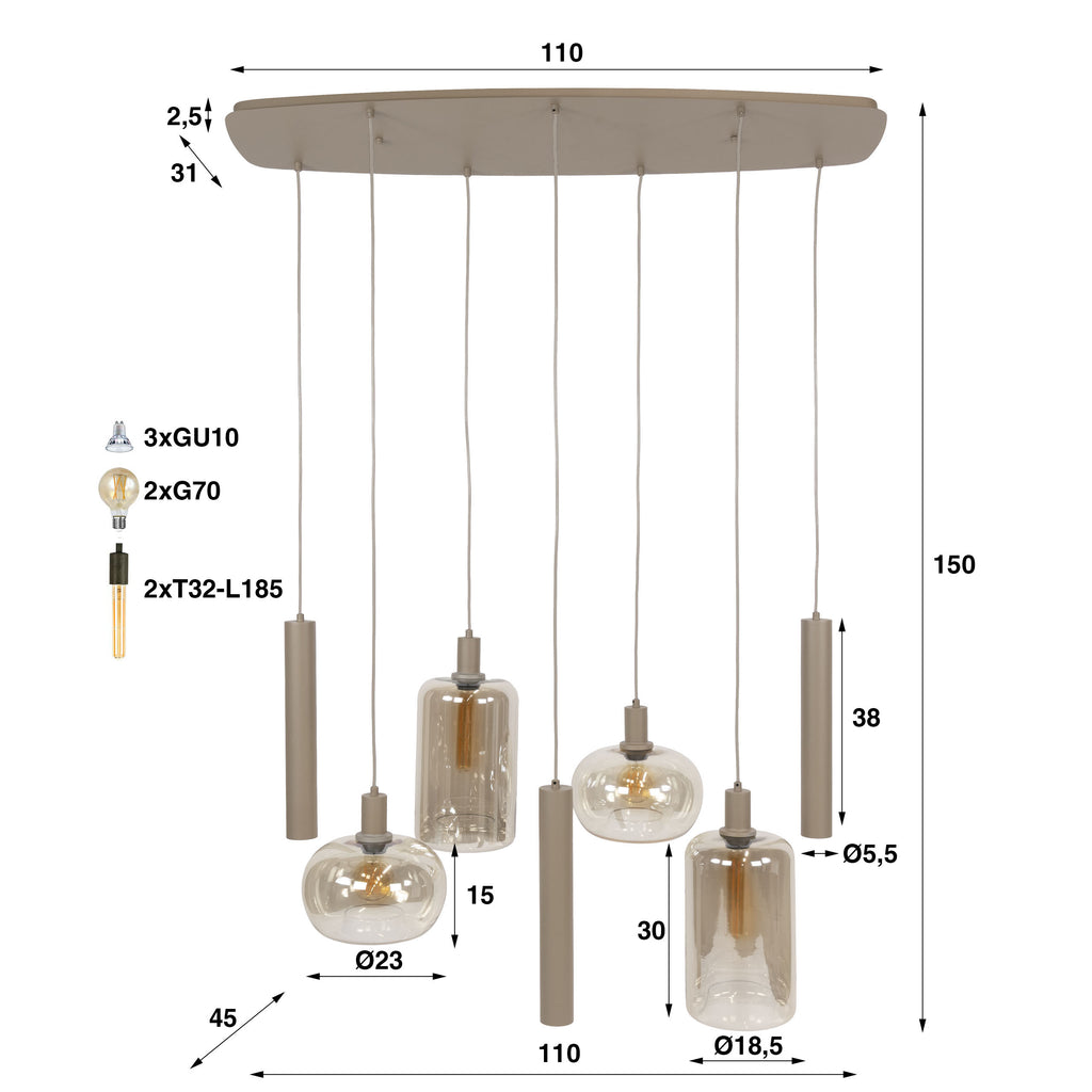 Serene Pendant Lamp 4+3 Sockets