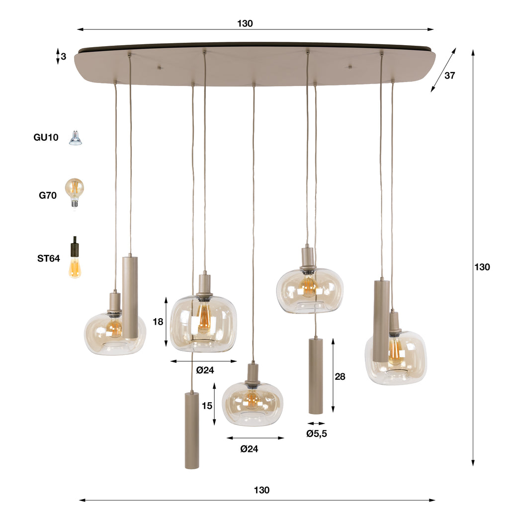 Pendant light Serene 5+4 sockets