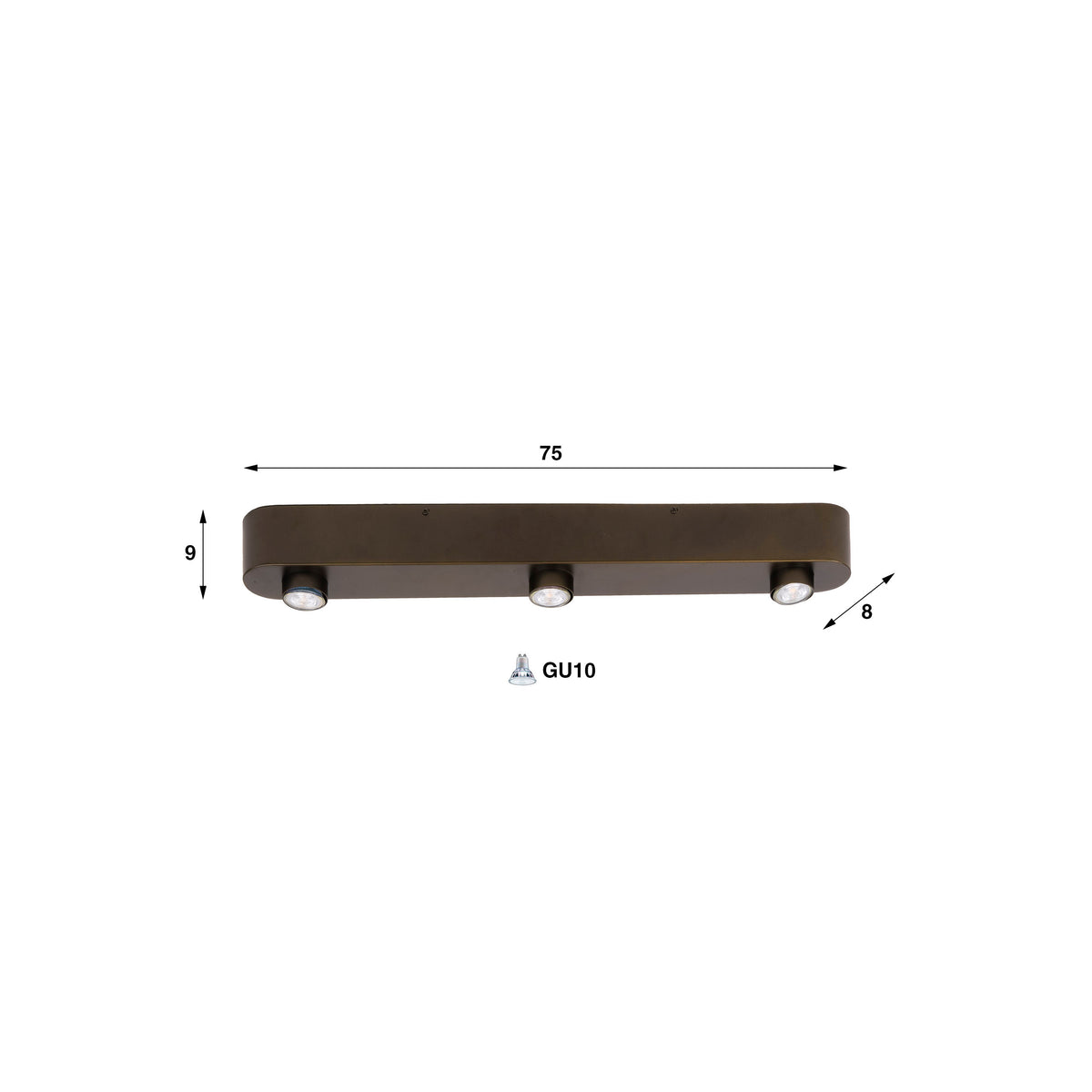 Ceiling light bar with 3 sockets