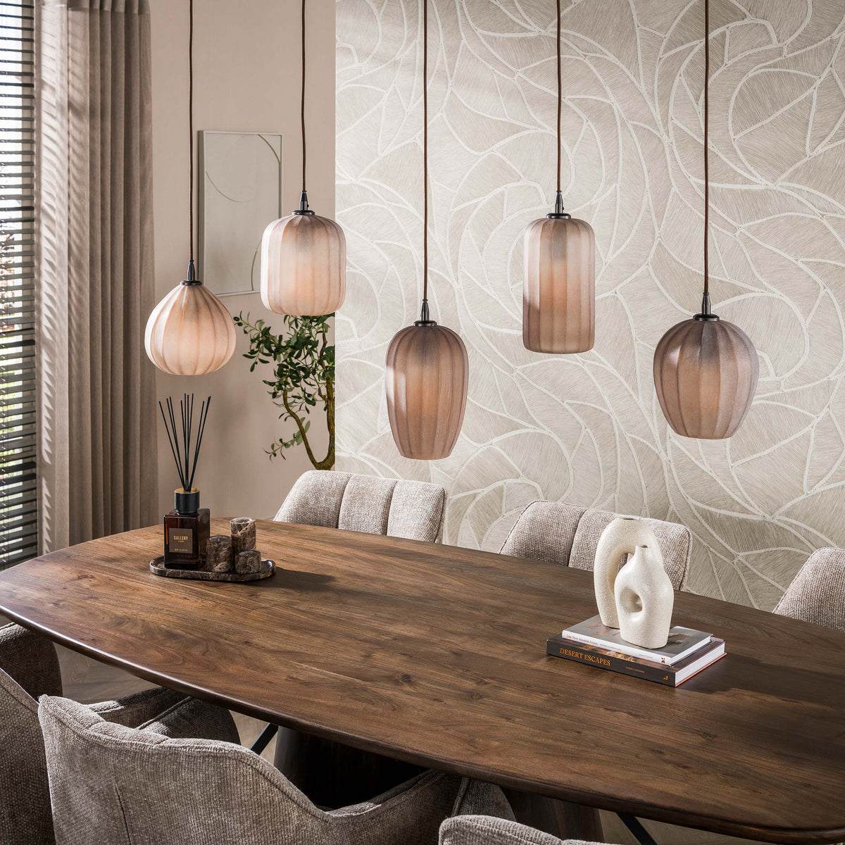 Pendelleuchte Altura 5-flammig / Sienna braun-frosted