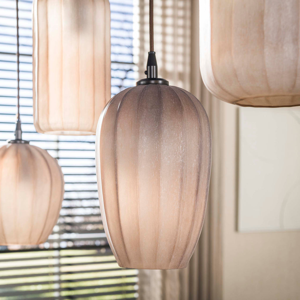 Pendelleuchte Altura 5-flammig / Sienna braun-frosted