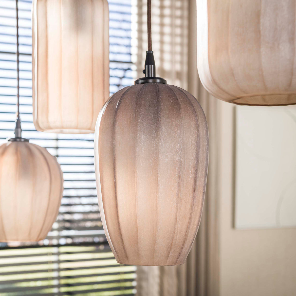 Pendelleuchte Altura 5-flammig / Sienna braun-frosted