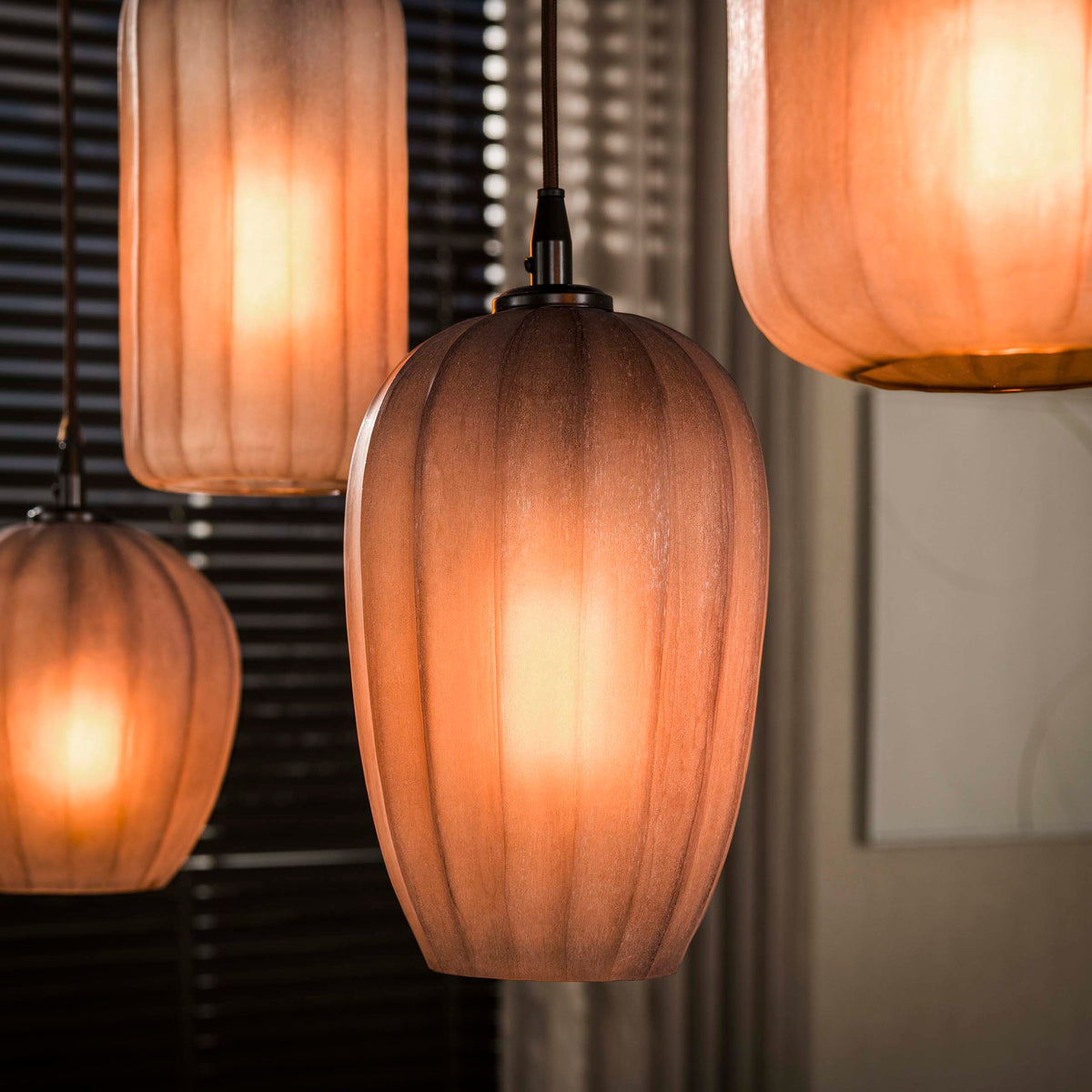 Pendelleuchte Altura 5-flammig / Sienna braun-frosted