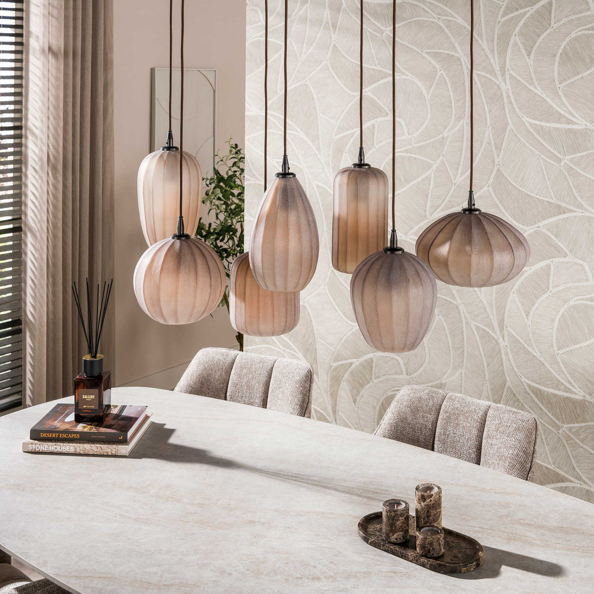 Pendelleuchte Altura 4+3-flammig / Sienna braun-frosted