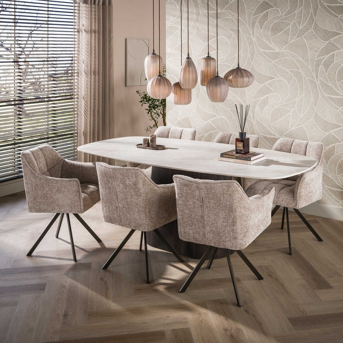 Pendelleuchte Altura 4+3-flammig / Sienna braun-frosted