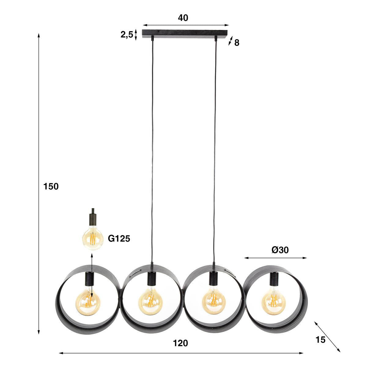 Pendelleuchte Ring mesh 4-Fassungen