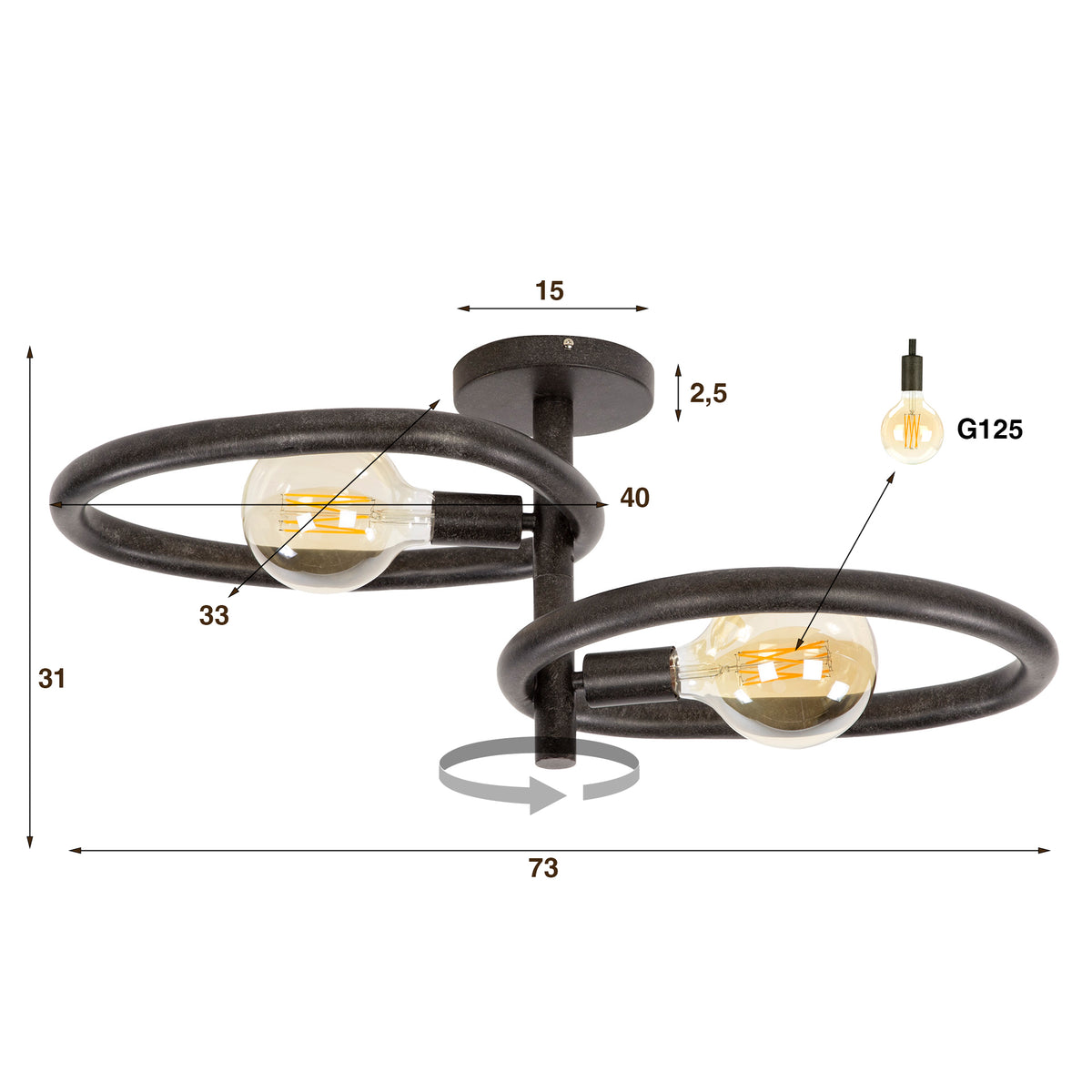 Ceiling Lamp Pebble 2-socket