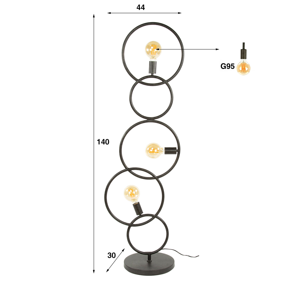 Stehleuchte Loop 3-Fassung