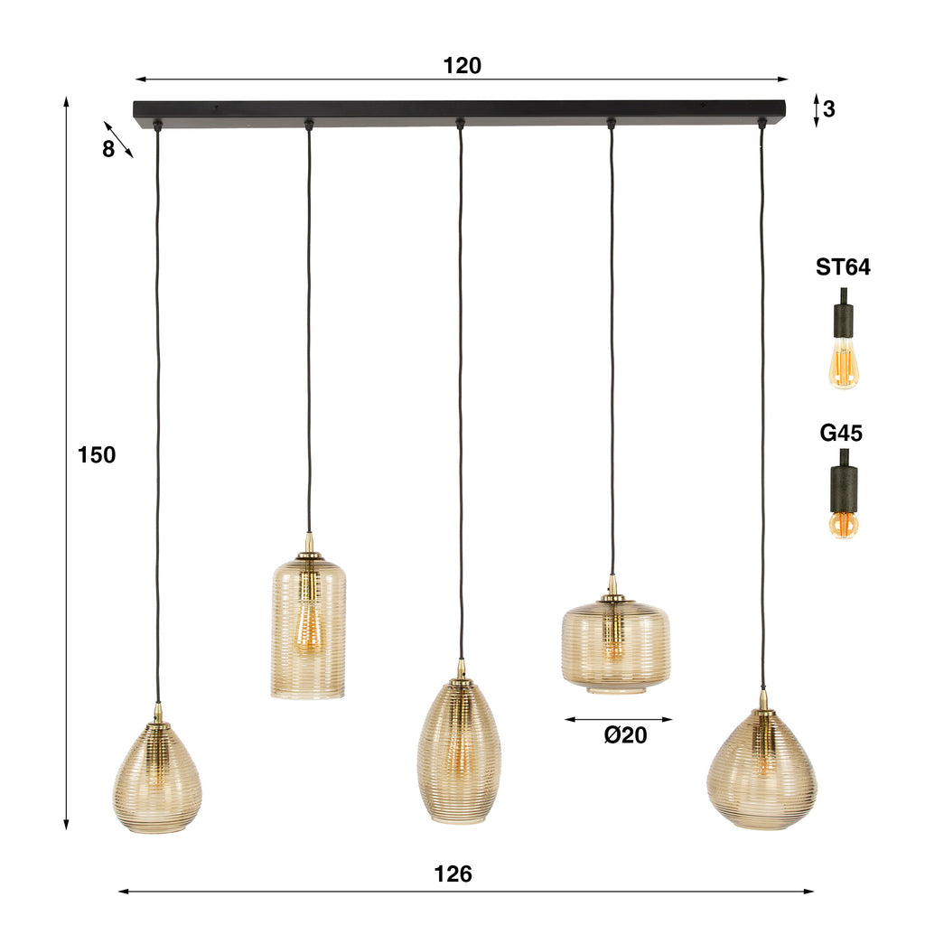 Pendelleuchte Stripe Horizontal 5-flammig