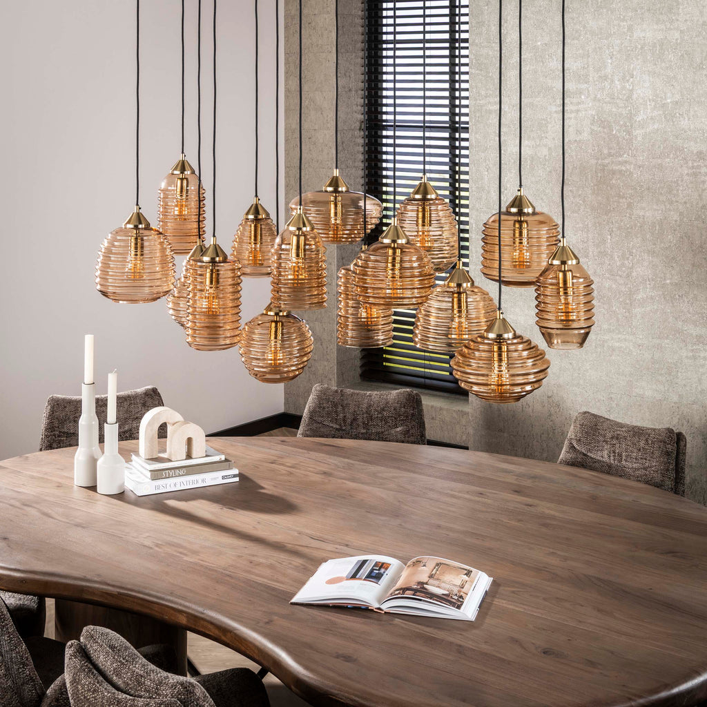 Pendelleuchte Rib Glass 5+5+5-Fassungen