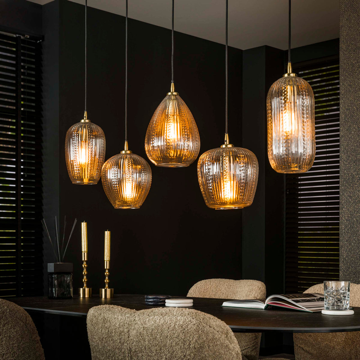 Pendelleuchte Diamond Grain 5-Fassungen