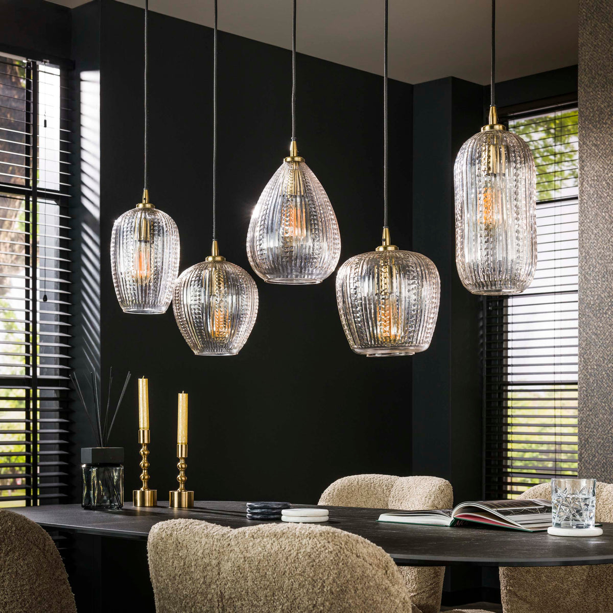 Pendelleuchte Diamond Grain 5-Fassungen