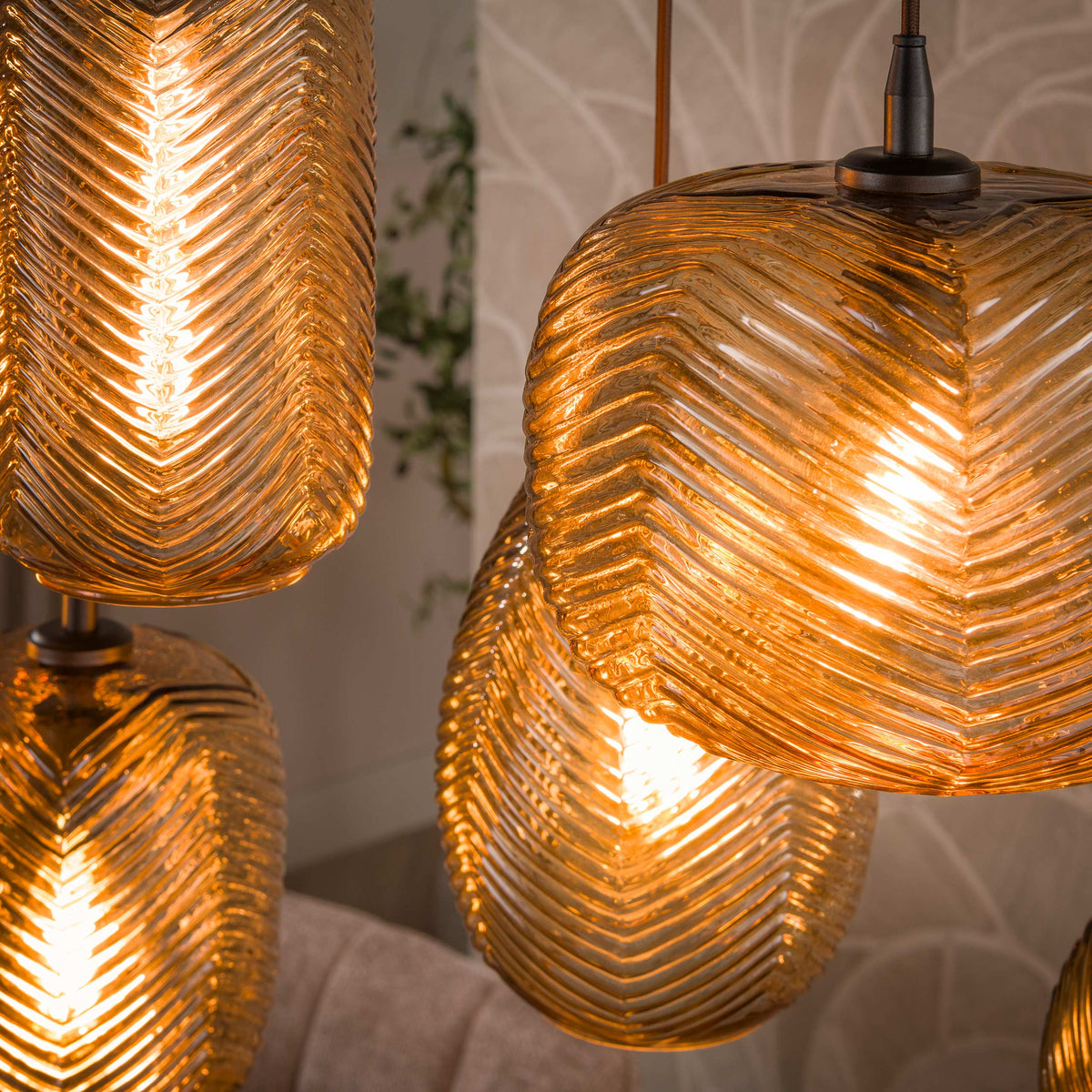 Hängelampe Chevron 4+3-flammig