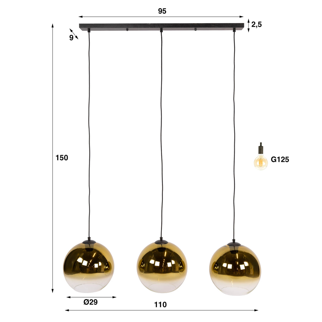 Pendelleuchte Bubble Shaded 3-Fassungen