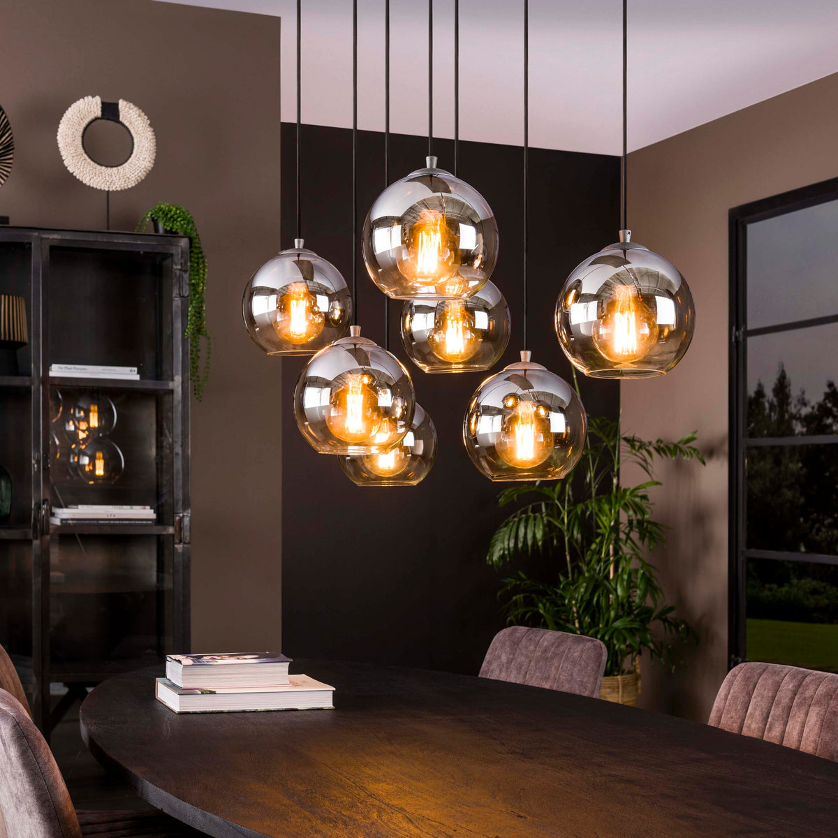 Pendant Light Bubble Shaded 4+3 Sockets