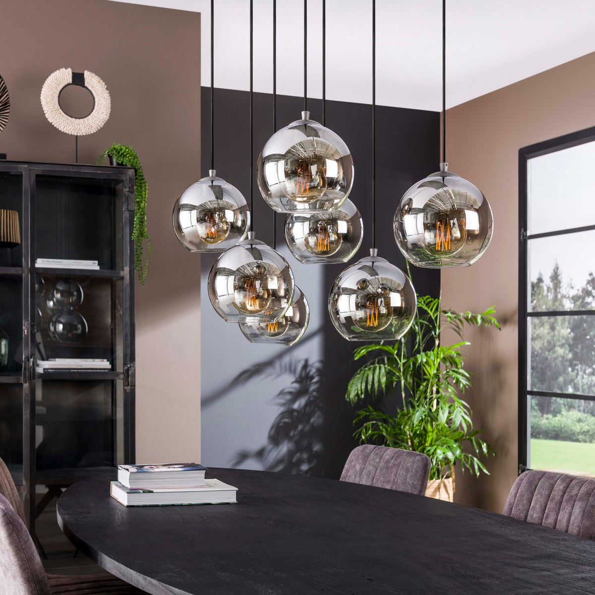 Pendant Light Bubble Shaded 4+3 Sockets