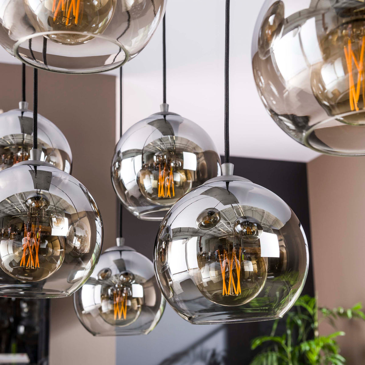 Pendant Light Bubble Shaded 4+3 Sockets