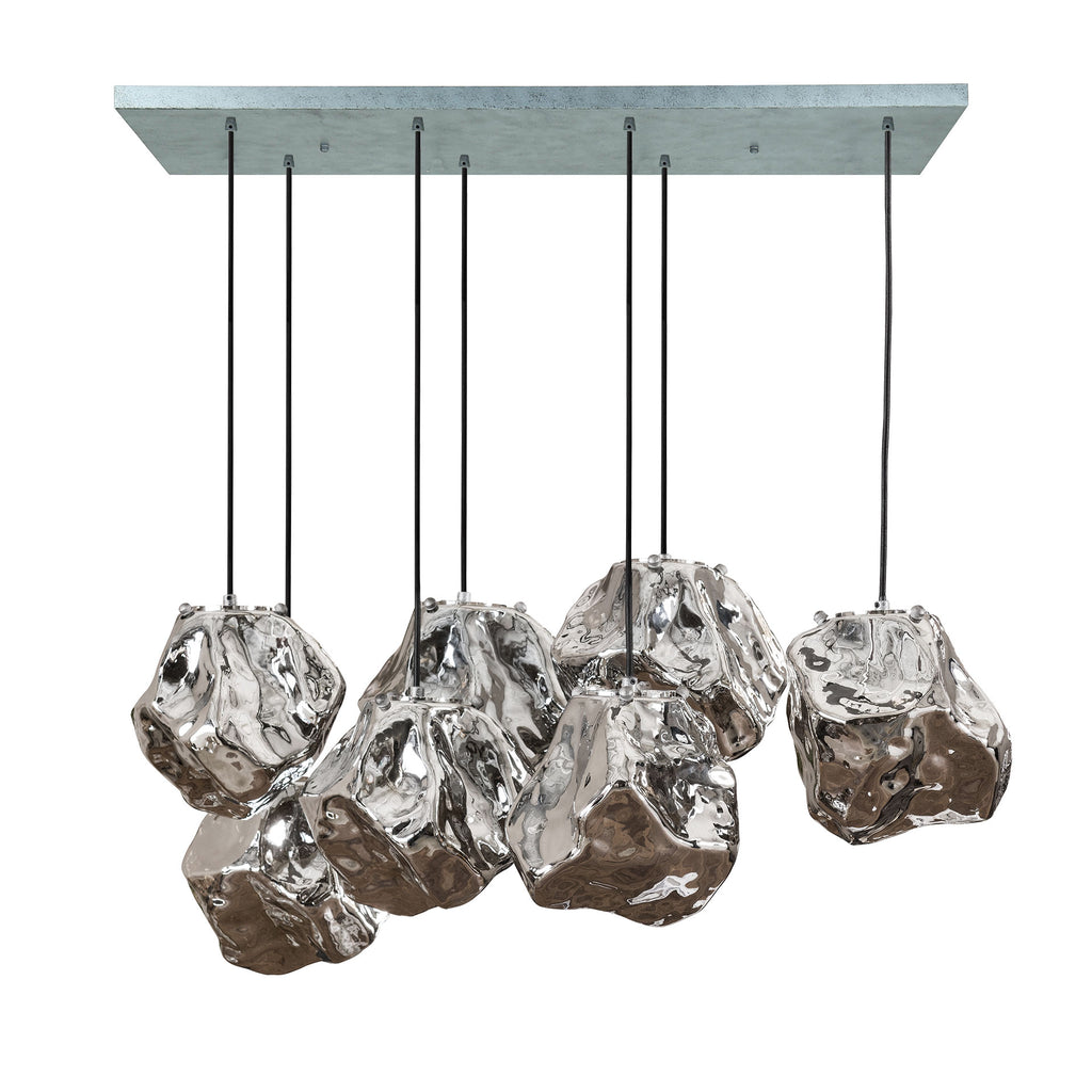 Pendelleuchte Rock 4+3-flammig