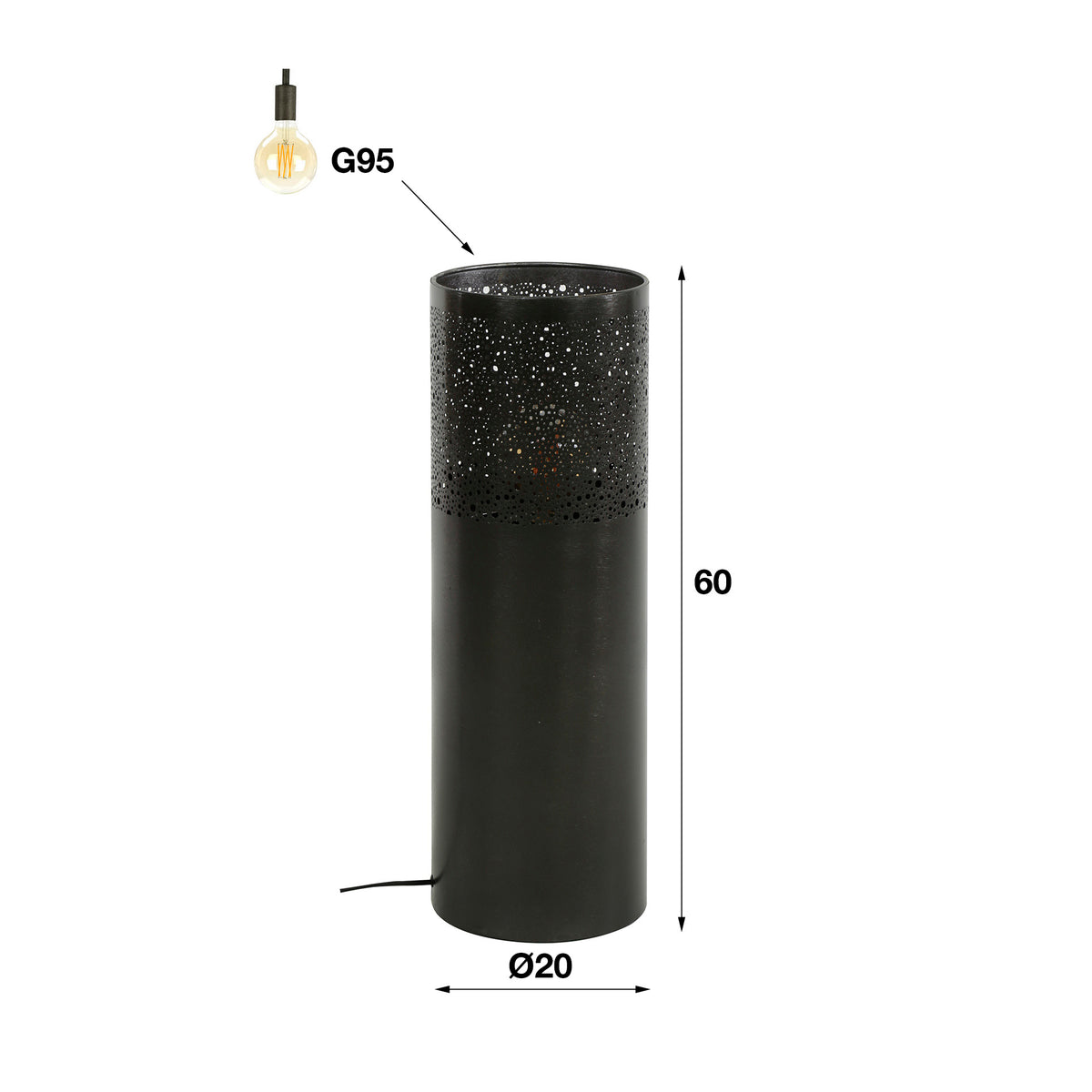 Stehleuchte Cylinder Glow 1-Fassung 60cm