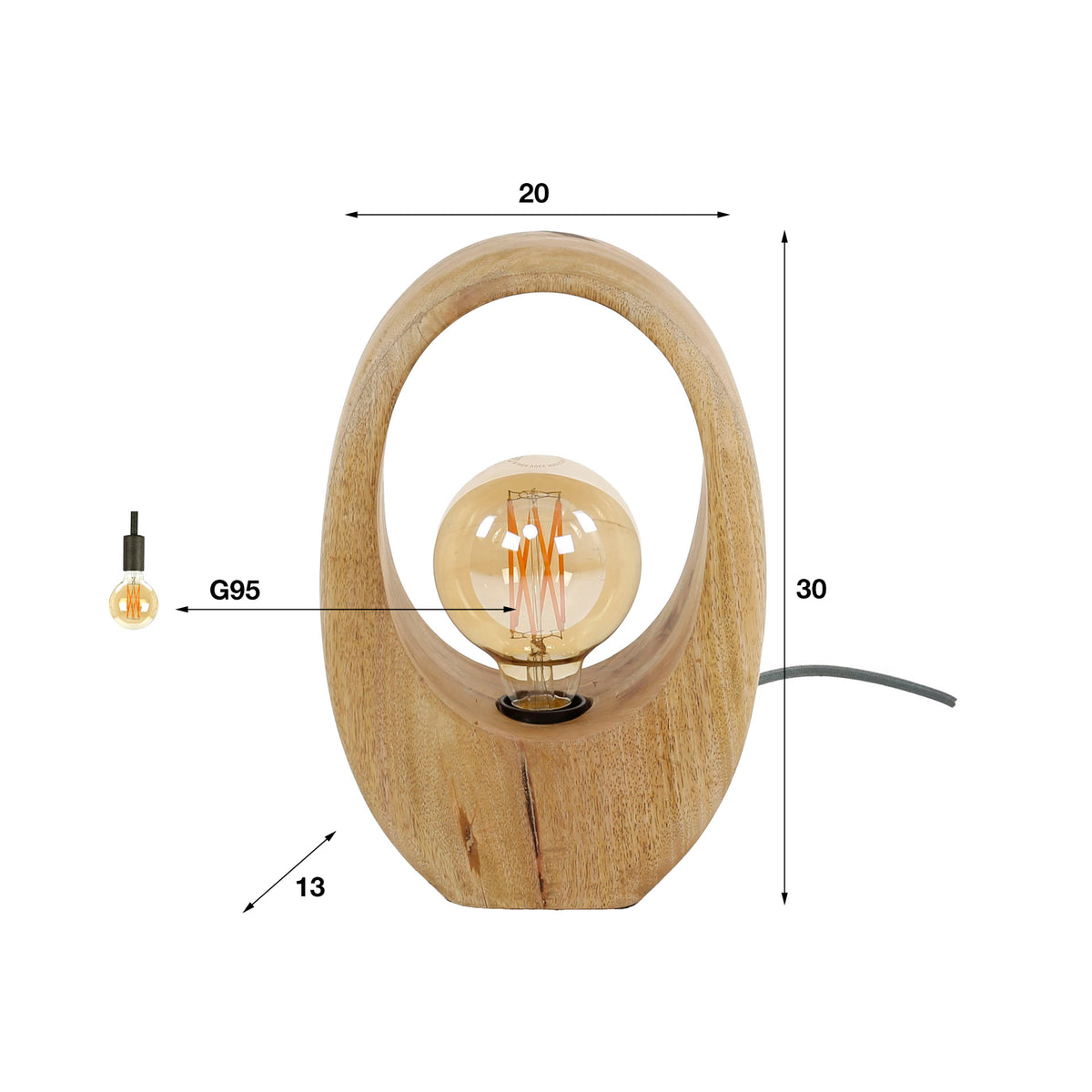 Tischleuchte Arch Wood 1-flammig