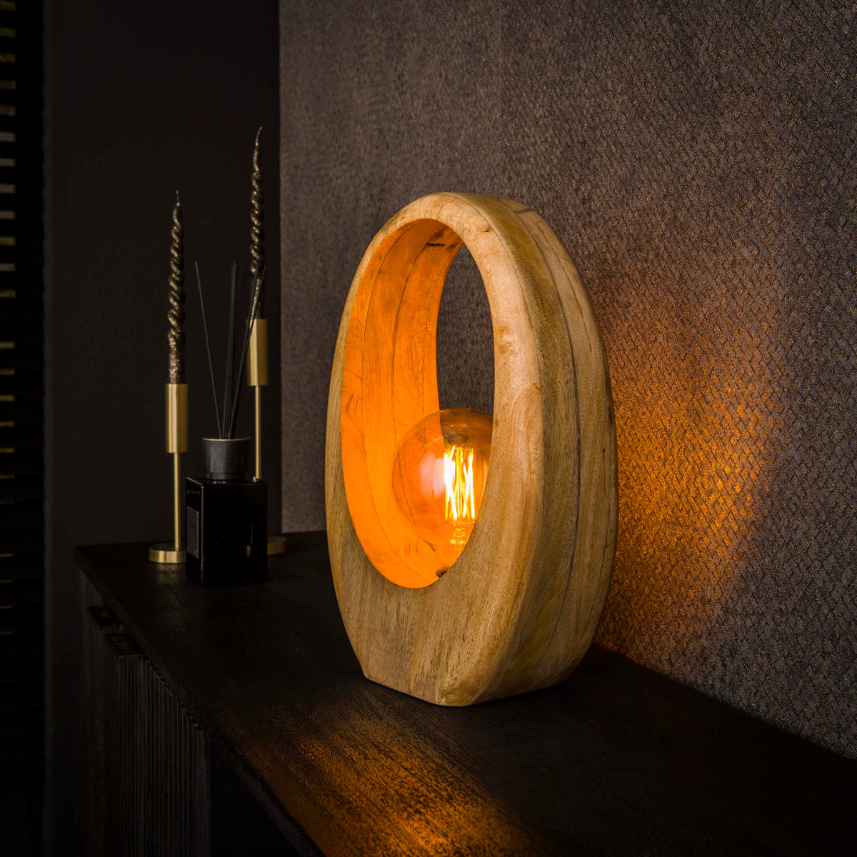 Tischleuchte Arch Wood L 1-flammig