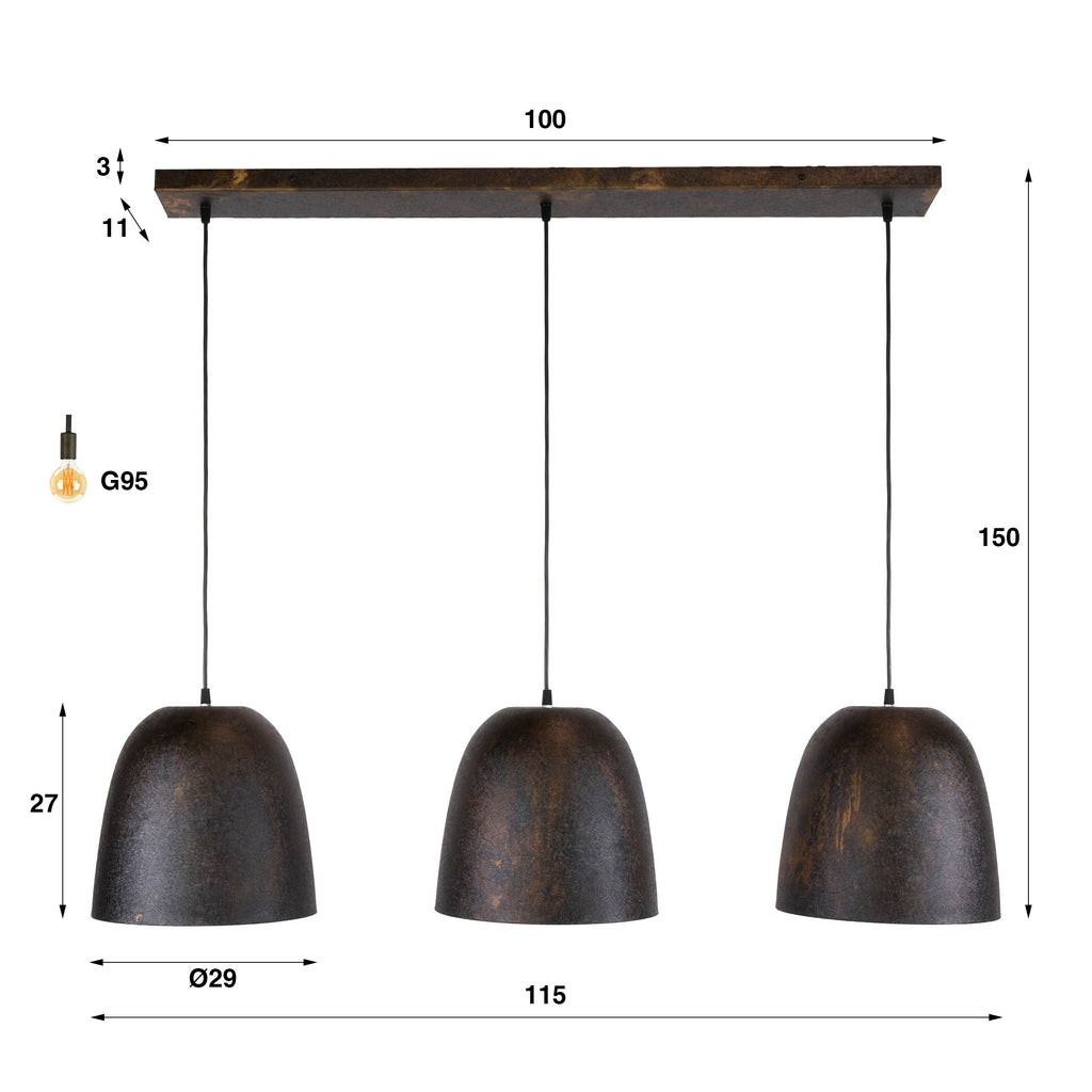 Pendant lamp Nova 3-socket