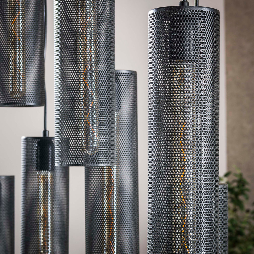 Pendelleuchte Tube Mesh 5+4-Fassungen