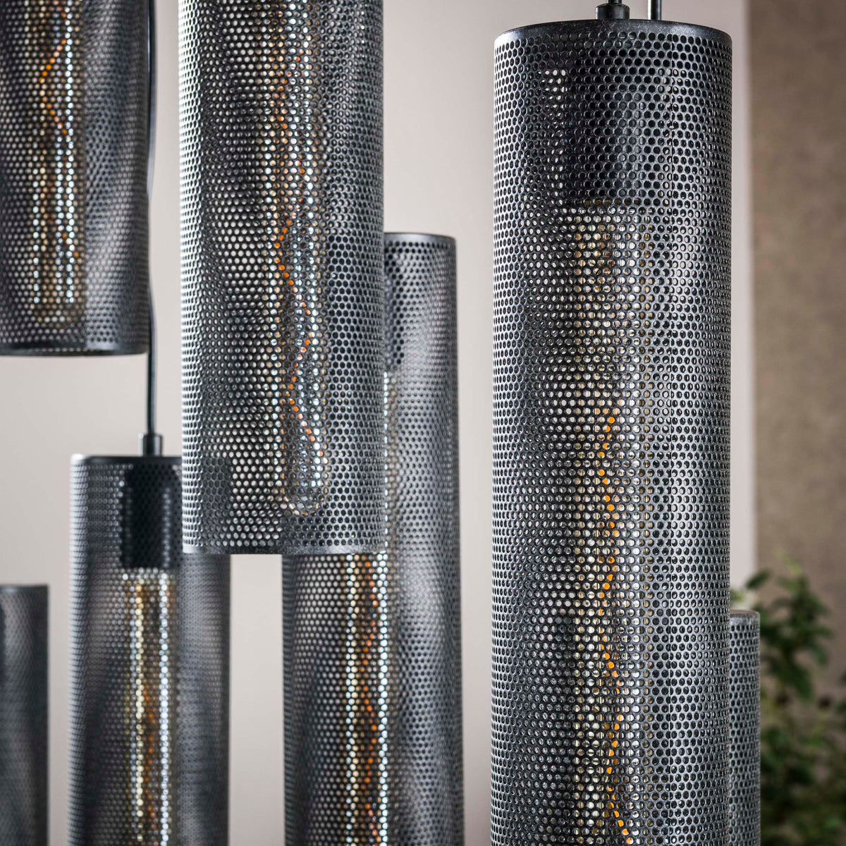 Pendelleuchte Tube Mesh 5+4-Fassungen
