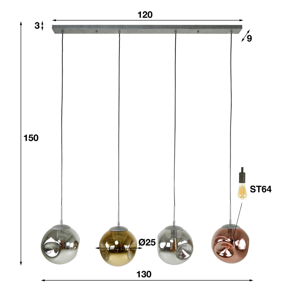 Pendant Lamp Stellar 4-Bulb Sockets