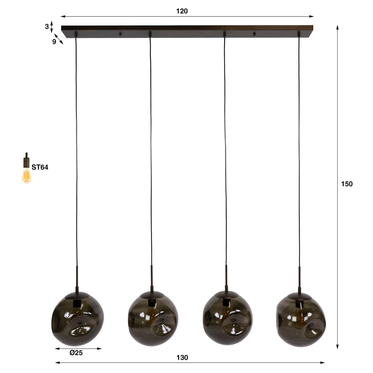 Pendant Lamp Stellar 4-Bulb Sockets