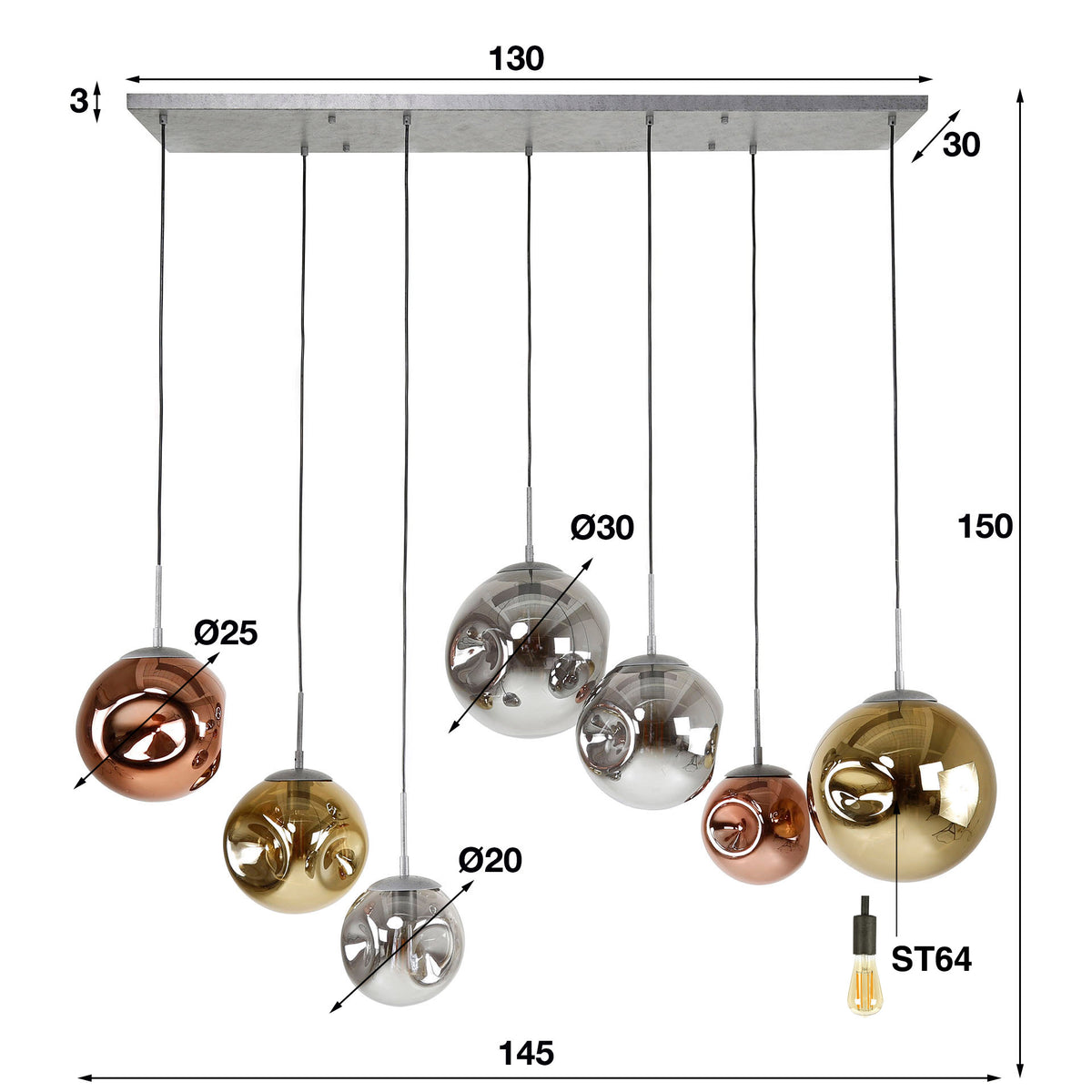 Pendant Light Stellar 4+3 Sockets