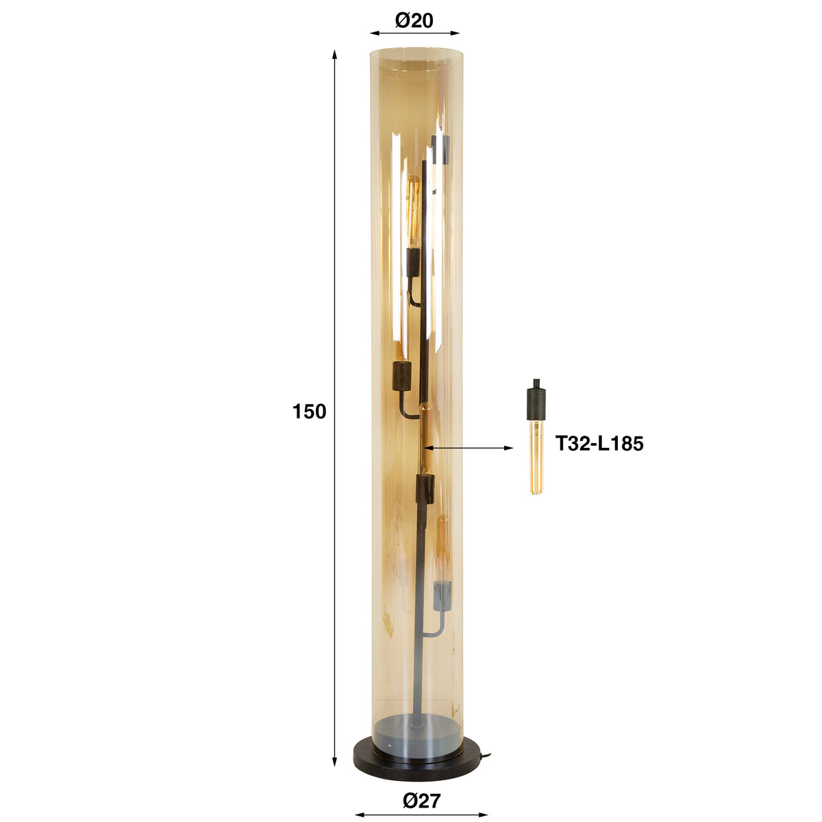 Stehleuchte Tube Glas 5-flammig
