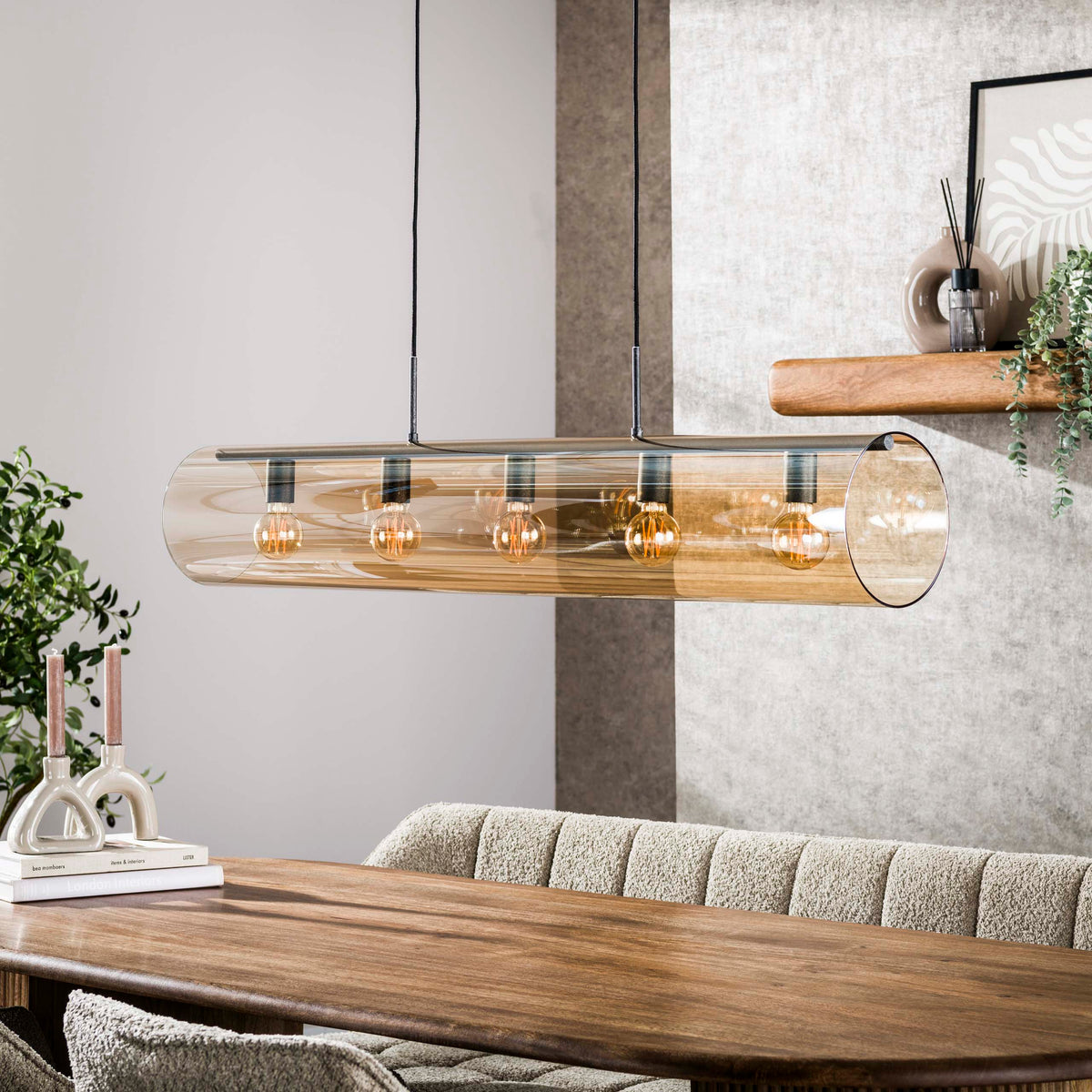 Pendelleuchte Tube Glass 5-Fassungen