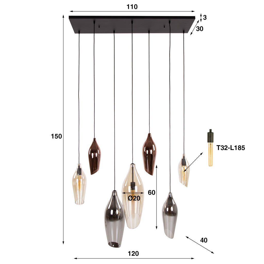 Pendelleuchte Cocoon 4+3-Fassungen