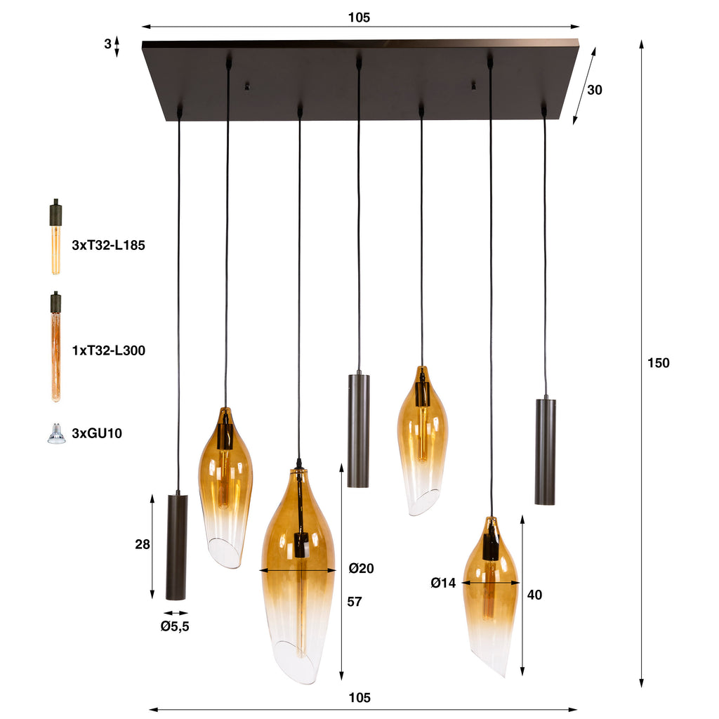 Pendelleuchte Cocoon pendel 4+3-Fassungen