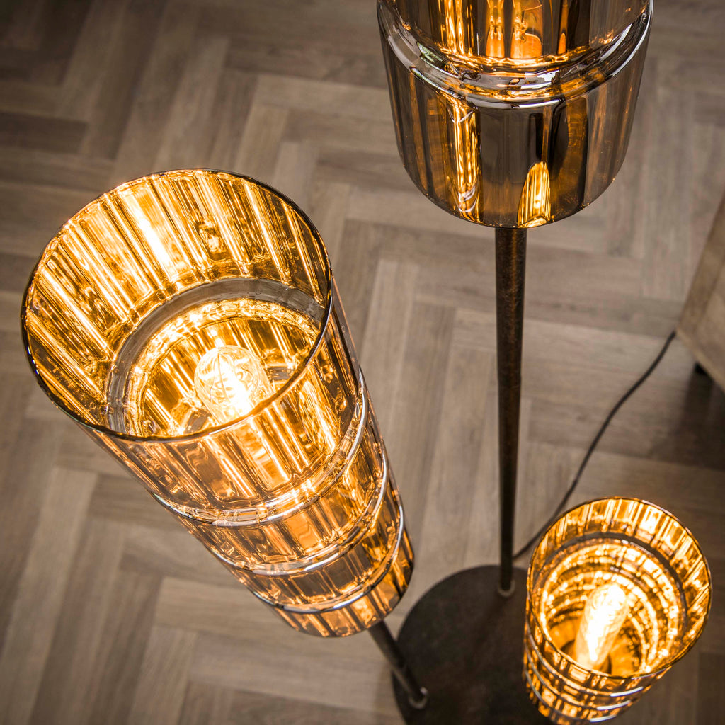 Stehleuchte Cylinder Glas gestuft 3-flammig