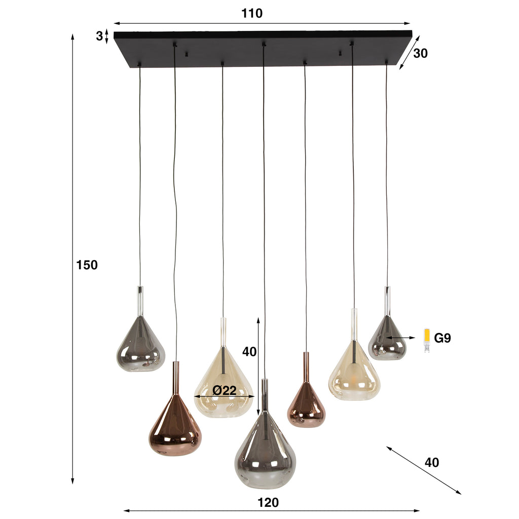 Pendant lamp Wings 4+3 sockets