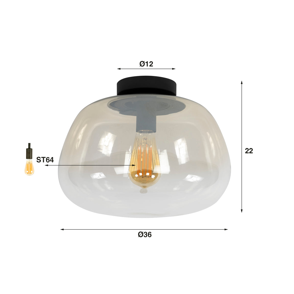Pulse Shaded Ceiling Light 1-Socket