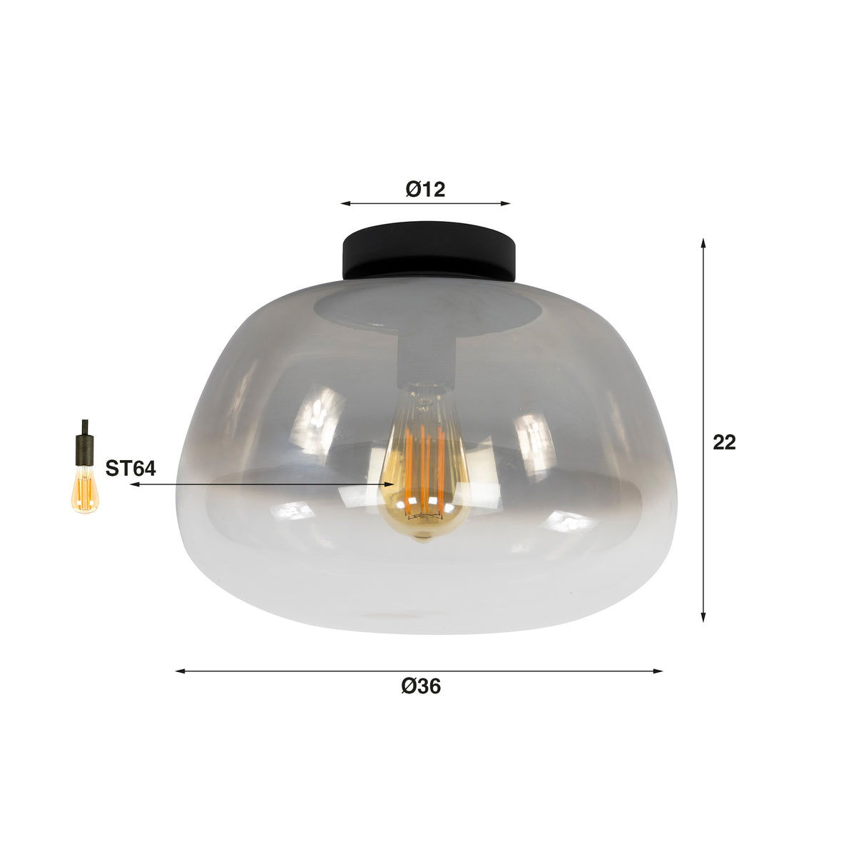 Pulse Shaded Ceiling Light 1-Socket