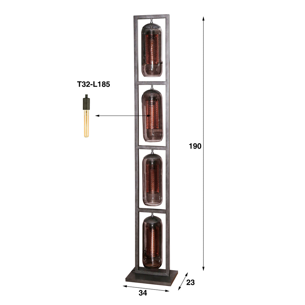 Stehleuchte Smoke Mesh 4-flammig