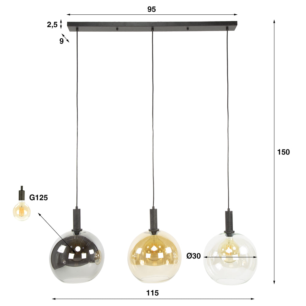 Pendelleuchte Sfera Tricolore 3-Fassungen
