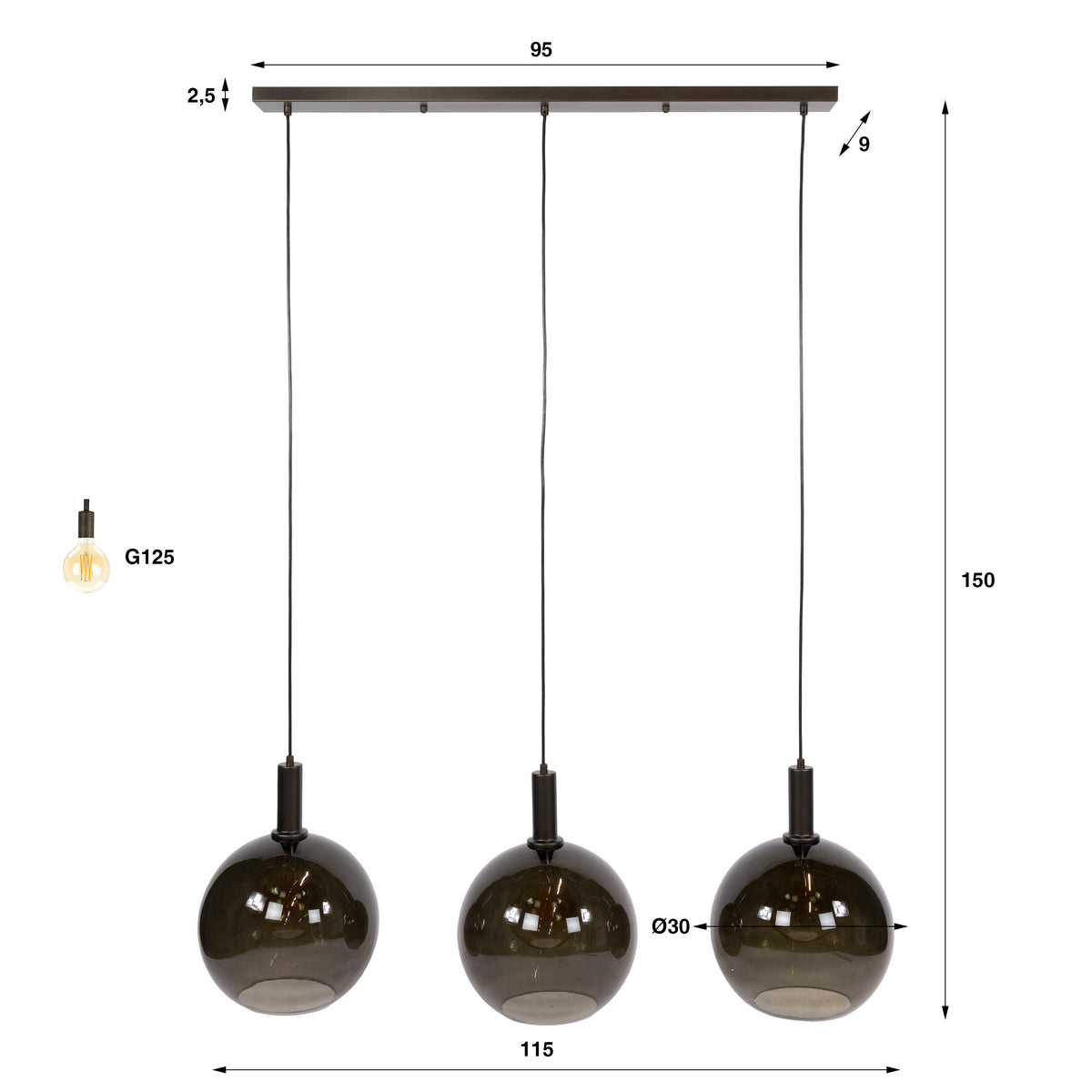 Pendelleuchte Sfera Tricolore 3-Fassungen